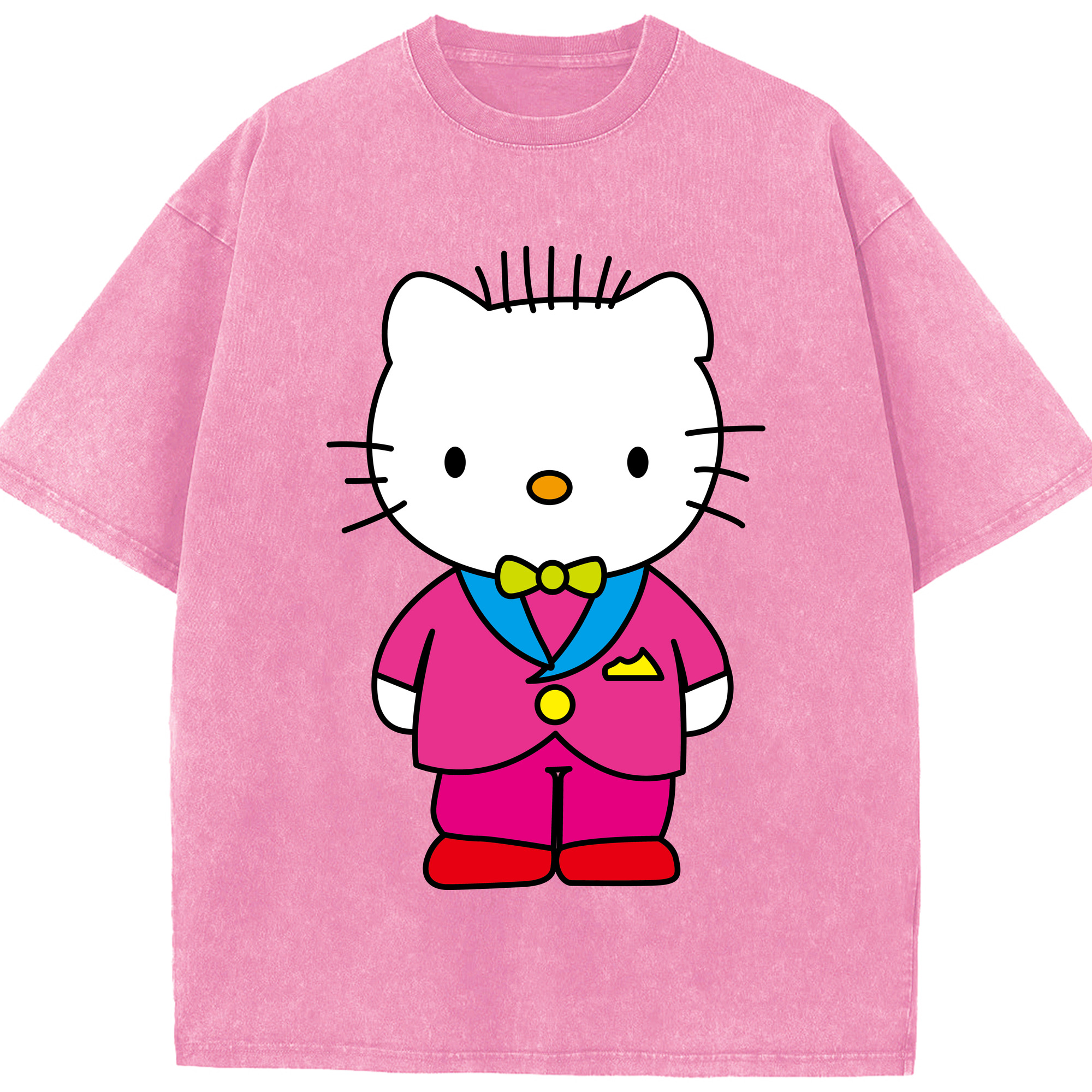 （画像用） Hello Kitty ハローキティ 綿100% ヴィンテージ風 半袖Tシャツ（フロントプリント）